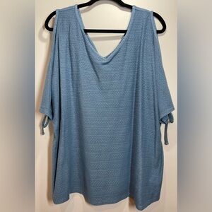 NWOT CATO EST 1946 Blue Short Sleeve Cold Shoulder Top Size 22/24W‎